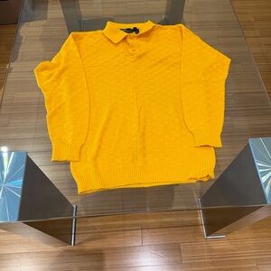 Vintage Sears Size Small 2 button Shirt Bright Yellow Knit Sweater